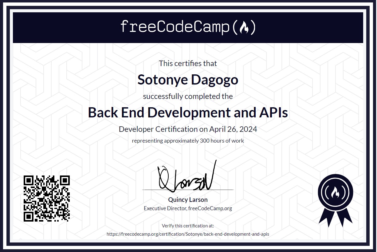 Back End Development and APIs Image